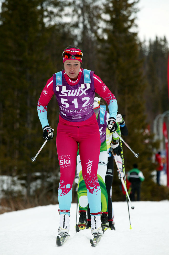 BRITTA JOHANSSON NORGREN slog precis teamkollegan Lina Korsgren i Team SkiPro Am i Åre Swix Open under söndagen. Foto/rights: MARCELA HAVLOVA/sweski.com