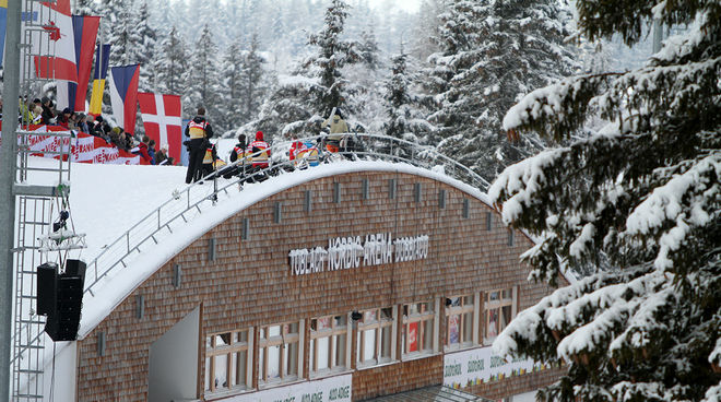 NORDIC ARENA i Toblach står åter igen i centrum i helgen. Nu för Visma Ski Classics. Foto/rights: MARCELA HAVLOVA/sweski.com