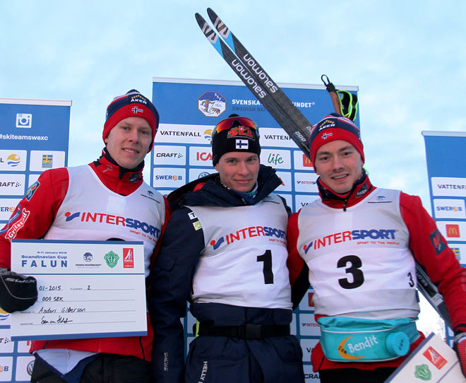 MATTI HEIKKINEN (mitten) vann före Anders Gløersen (tv) och Finn Haagen Krogh. Foto: THORD ERIC NILSSON