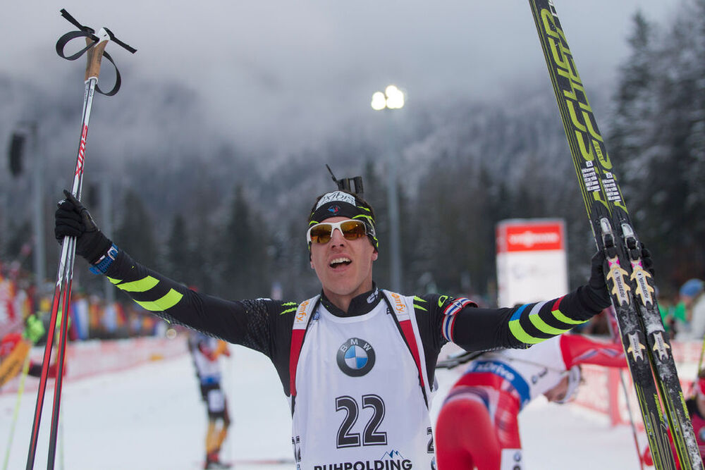18.01.2015, Ruhpolding, Germany (GER): Quentin Fillon Maillet (FRA)- IBU world cup biathlon, mass men, Ruhpolding (GER). www.nordicfocus.com. © Manzoni/NordicFocus. Every downloaded picture is fee-liable.