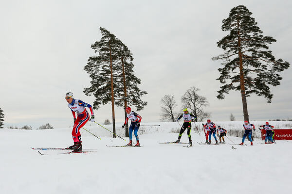 25.01.2015, Rybinsk, Russia (RUS): (l-r) Kristin Stoermer Steira (NOR), Madshus, One Way, Rottefella, Natalja Iljina (RUS) and Anouk Faivre Picon (FRA), Madshus, Swix, One Way- FIS world cup cross-country, skiathlon women, Rybinsk (RUS). www.nordicfocus. NordicFocus