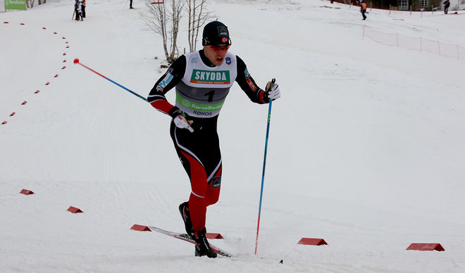 PÅL GOLBERG vann sprinten i världscupen i Lillehammer, men han kom inte med i VM-laget till Falun. Här från gårdagens NM-sprint i Røros. Foto/rights: MARCELA HAVLOVA/sweski.com