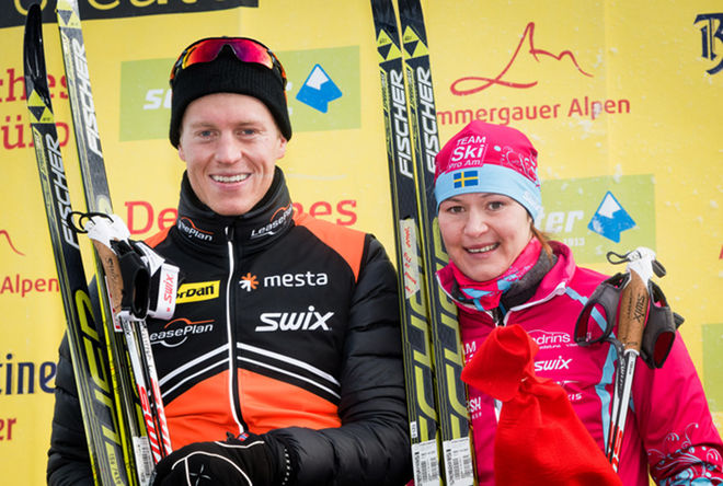 PETTER ELIASSEN och Britta Johansson Norgren vann König Ludwig Lauf i Tyskland under söndagen. Foto: SWIX SKI CLASSICS