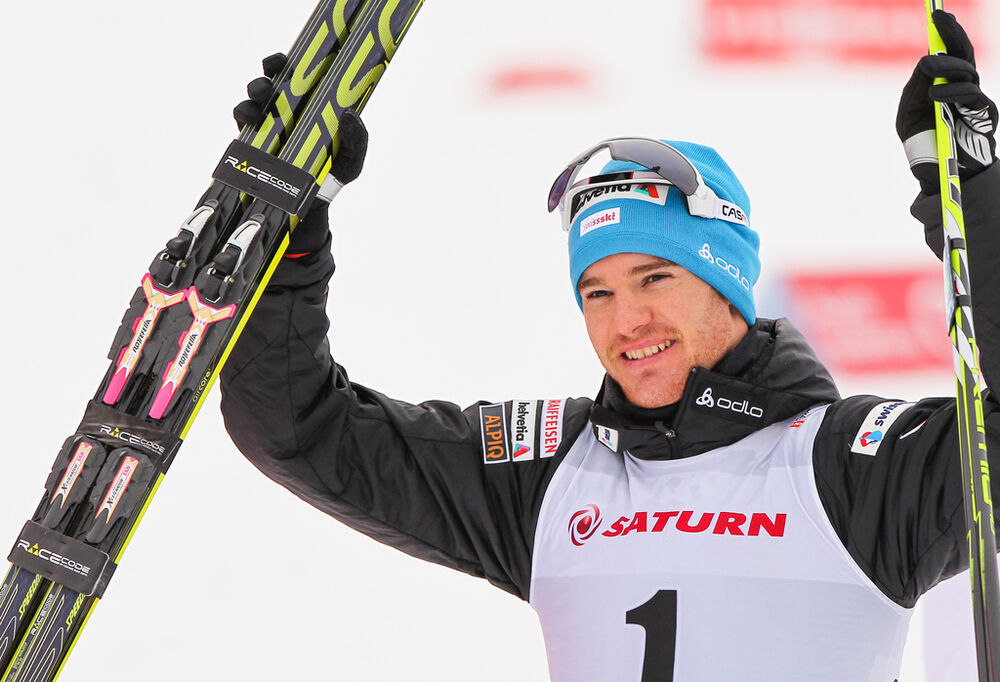 25.01.2015, Rybinsk, Russia (RUS): Dario Cologna (SUI), Fischer, One Way, Rottefella, Odlo- FIS world cup cross-country, skiathlon men, Rybinsk (RUS). www.nordicfocus.com. © Laiho/NordicFocus. Every downloaded picture is fee-liable.