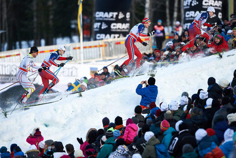 14.02.2015, Oestersund, Sweden (SWE): Alex Harvey (CAN), Sondre Turvoll Fossli (NOR), Timo Andre Bakken (NOR), Finn Haagen Krogh (NOR), (l-r) - FIS world cup cross-country, individual sprint, Oestersund (SWE). www.nordicfocus.com. © Felgenhauer/NordicFo NordicFocus 14.02.2015, Oestersund, Sweden (SWE): Alex Harvey (CAN), Sondre Turvoll Fossli (NOR), Timo Andre Bakken (NOR), Finn Haagen Krogh (NOR), (l-r) - FIS world cup cross-country, individual sprint, Oestersund (SWE). www.nordicfocus.com. © Felgenhauer/NordicFo