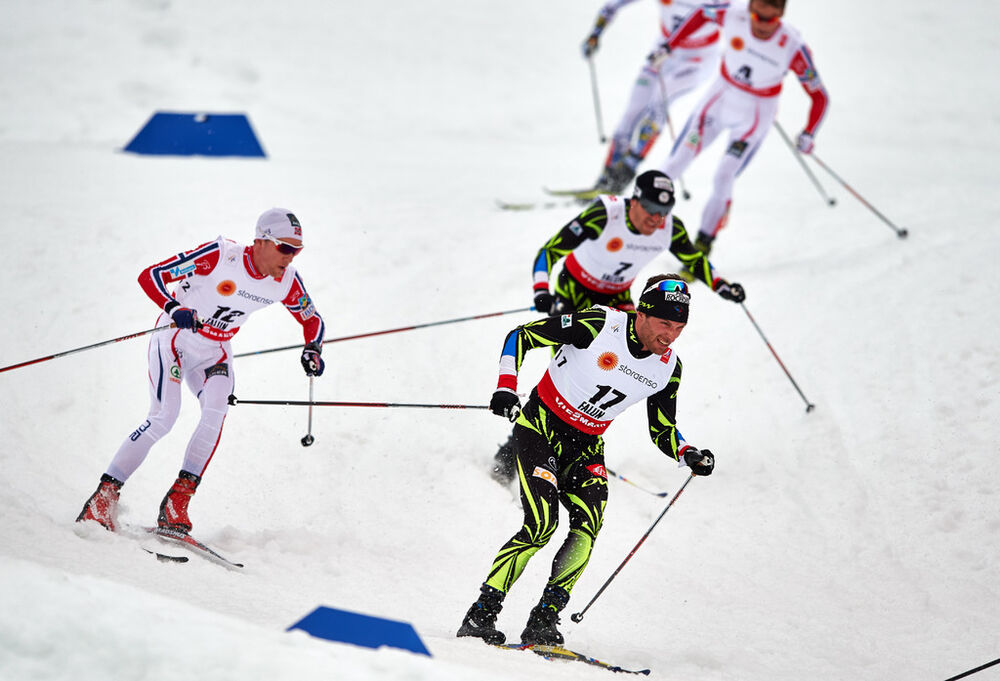 21.02.2015, Falun, Sweden (SWE): Didrik Toenseth (NOR), Jean Marc Gaillard (FRA), (l-r) - FIS nordic world ski championships, cross-country, skiathlon men, Falun (SWE). www.nordicfocus.com. © NordicFocus. Every downloaded picture is fee-liable.