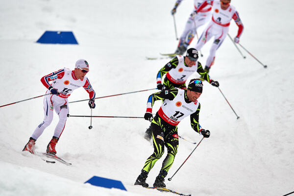 21.02.2015, Falun, Sweden (SWE): Didrik Toenseth (NOR), Jean Marc Gaillard (FRA), (l-r) - FIS nordic world ski championships, cross-country, skiathlon men, Falun (SWE). www.nordicfocus.com. © NordicFocus. Every downloaded picture is fee-liable. NordicFocus