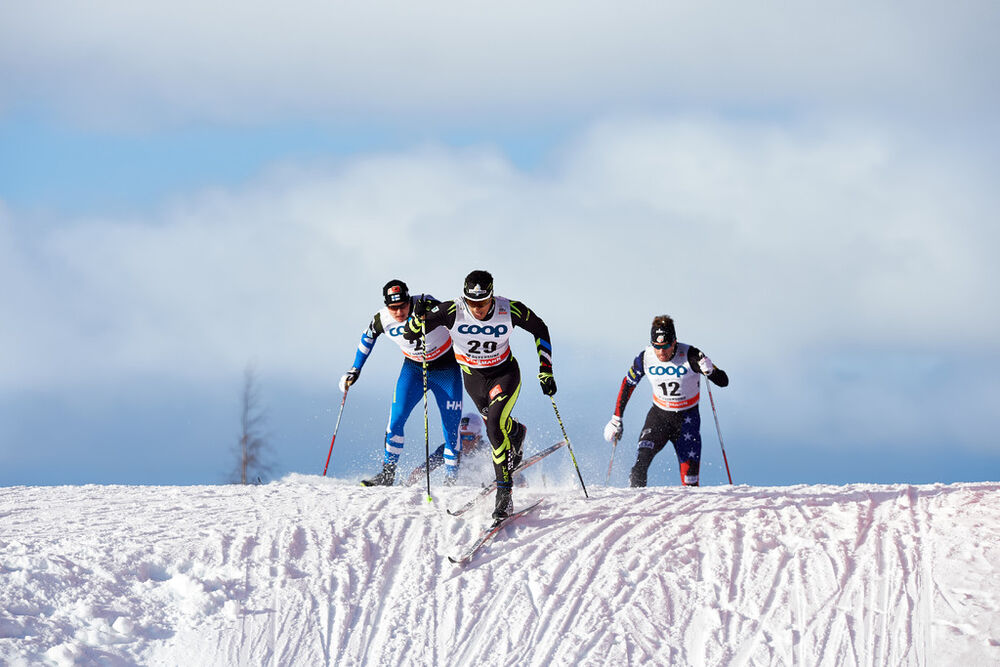 14.02.2015, Oestersund, Sweden (SWE): Toni Ketelae (FIN), Richard Jouve (FRA), Simeon Hamilton (USA), (l-r) - FIS world cup cross-country, individual sprint, Oestersund (SWE). www.nordicfocus.com. © Felgenhauer/NordicFocus. Every downloaded picture is f