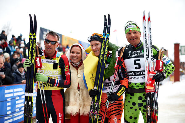 08.03.2015, Mora, Sweden (SWE): Anders Aukland (NOR), Petter Eliassen (NOR), Stanislav Rezac (CZE), (l-r) - FIS Marathon Cup Vasaloppet, Mora (SWE). www.nordicfocus.com. © Felgenhauer/NordicFocus. Every downloaded picture is fee-liable. NordicFocus