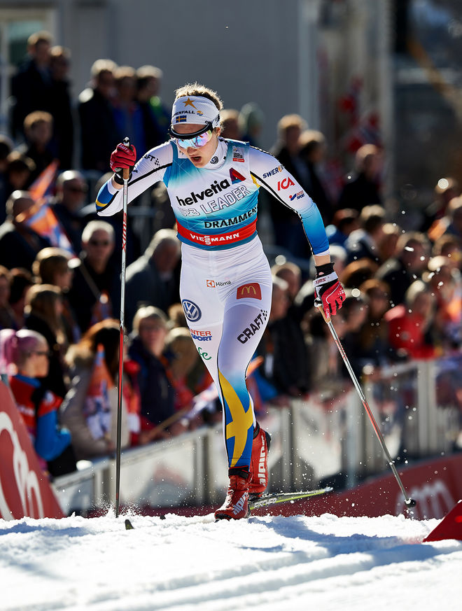 STINA NILSSON var ensam svensk åkare att ta sig till finalen vid världscupensprinten i Drammen under onsdagen. Foto: NORDIC FOCUS
