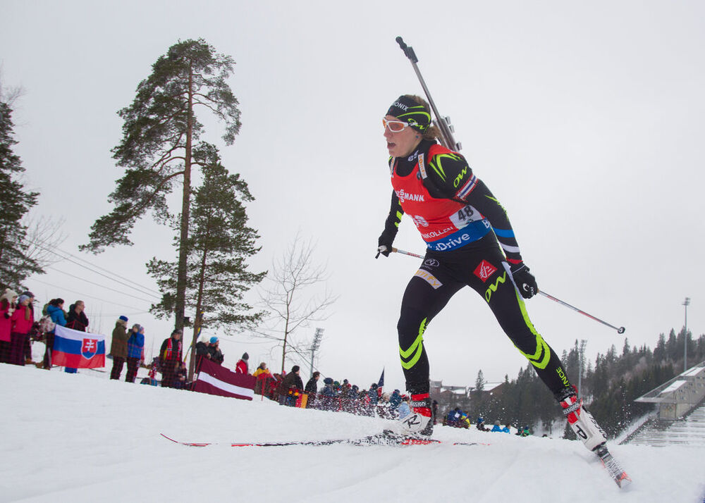 14.02.2015, Oslo, Norway (NOR): Enora Latuilliere (FRA)- IBU world cup biathlon Holmenkollen, sprint women, Oslo (NOR). www.nordicfocus.com. © Manzoni/NordicFocus. Every downloaded picture is fee-liable.