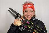 13.03.2015, Kontiolahti, Finland (FIN): Franziska Preuss (GER)- IBU world championships biathlon, medals, Kontiolahti (FIN). www.nordicfocus.com. © NordicFocus. Every downloaded picture is fee-liable.