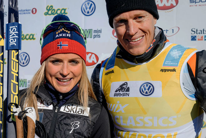 THERESE JOHAUG och Petter Eliassen vann Birkebeinerrennet - båda på nya rekordtider. Foto: SWIX SKI CLASSICS