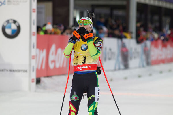 21.03.2015, Khanty-Mansiysk, Russia (RUS): Darya Domracheva (BLR)- IBU world cup biathlon, pursuit women, Khanty-Mansiysk (RUS). www.nordicfocus.com. © Manzoni/NordicFocus. Every downloaded picture is fee-liable. NordicFocus