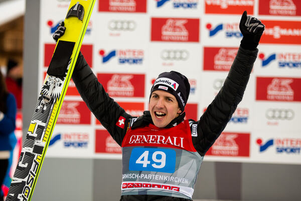 01.01.2015, Garmisch, Germany (GER): Simon Ammann (SUI), Fischer- FIS world cup ski jumping, four hills tournament, individual HS140, Garmisch (GER). www.nordicfocus.com. © Laiho/NordicFocus. Every downloaded picture is fee-liable. NordicFocus