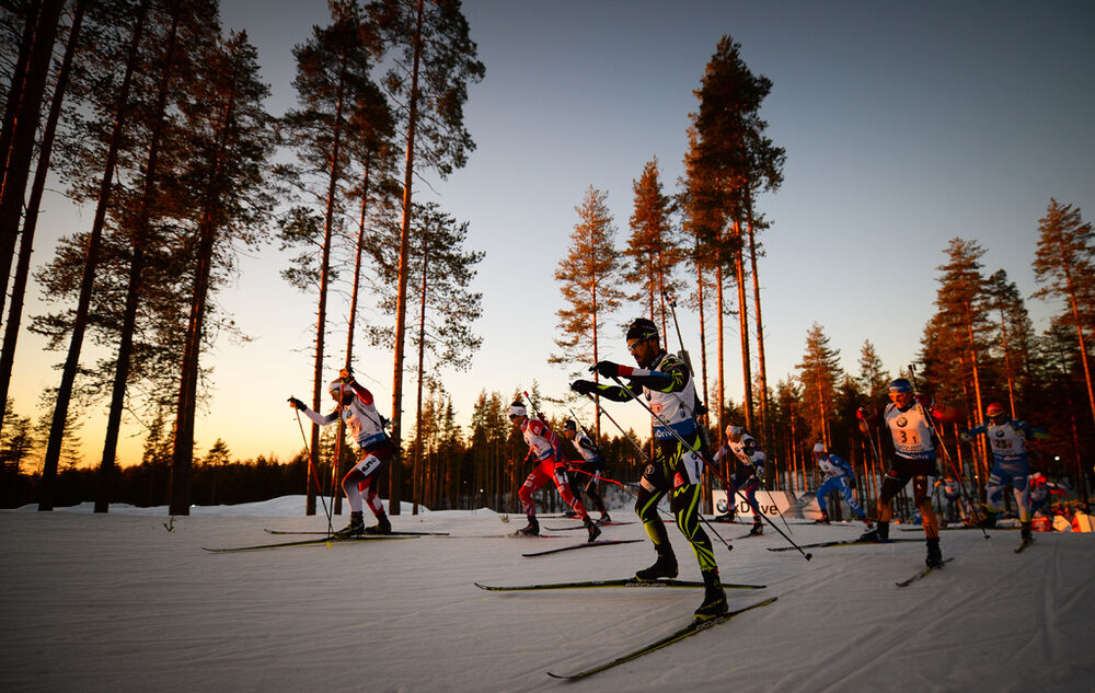 14.03.2015, Kontiolahti, Finland (FIN): Erik LESSER (GER), Ole Einar BJOERNDALEN (NOR), Simon FOURCADE (FRA), - IBU world championships biathlon, relay men, Kontiolahti (FIN). www.nordicfocus.com. © Evgeny Tumashov / NordicFocus. Every downloaded picture