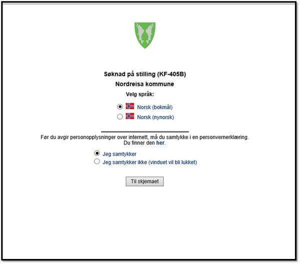 KF skjema ledig stilling Nordreisa kommune