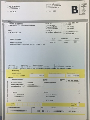Fakturaeksempel - Lunner kommune Fakturaeksempel - Lunner kommune
