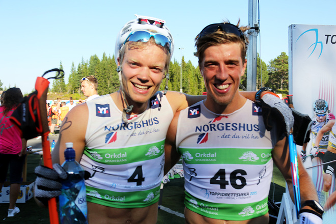 CALLE HALFVARSSON (th) slutade fyra i Toppidrettsveka i Norge, medan Eirik Brandsdal (tv) var trea. Foto: KJELL-ERIK KRISTIANSEN