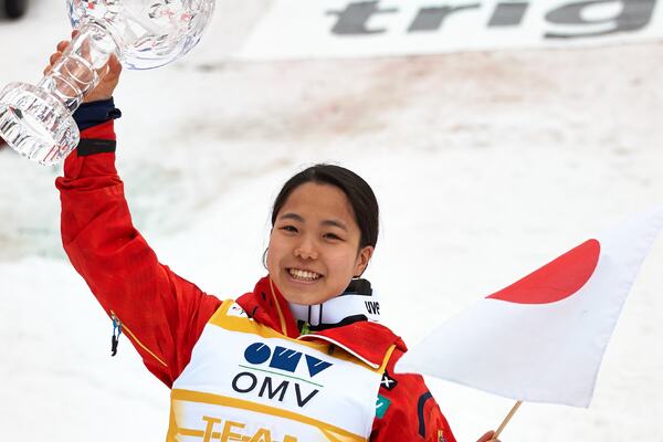 22.03.2014, Planica, Slovenia (SLO): Sara Takanashi (JPN)- FIS world cup ski jumping ladies, cups, Planica (SLO). www.nordicfocus.com. Â© Felgenhauer/NordicFocus. Every downloaded picture is fee-liable. NordicFocus