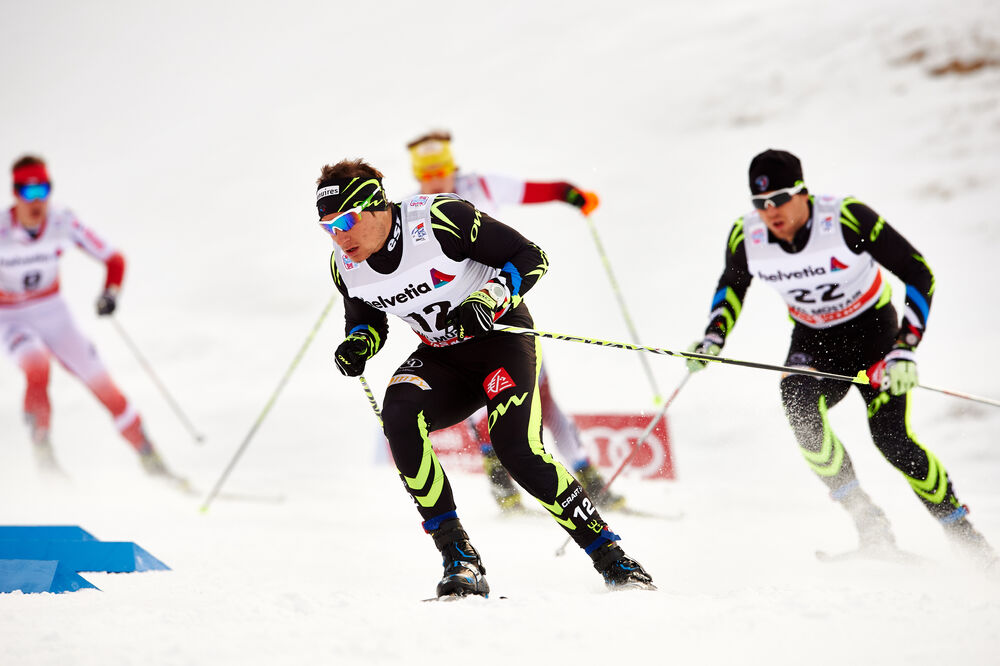 06.01.2015, Val Mustair, Switzerland (SUI): Renaud Jay (FRA), Baptiste Gros (FRA), (l-r) - FIS world cup cross-country, tour de ski, individual sprint, Val Mustair (SUI). www.nordicfocus.com. © Felgenhauer/NordicFocus. Every downloaded picture is fee-li