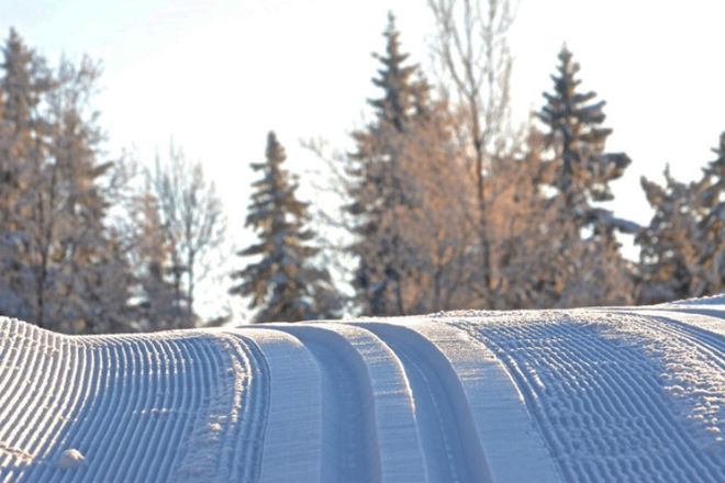 NU KAN DU åka skidor i Ånnaboda. Förra vinterns SM-anläggning har 800 meter klart från och med onsdag morgon. Foto: ÅNNABODA