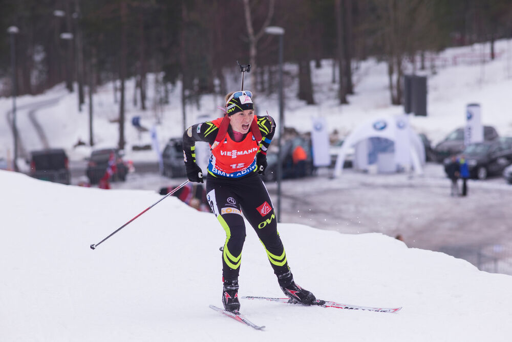 14.02.2015, Oslo, Norway (NOR): Anais Bescond (FRA)- IBU world cup biathlon Holmenkollen, sprint women, Oslo (NOR). www.nordicfocus.com. © Manzoni/NordicFocus. Every downloaded picture is fee-liable.