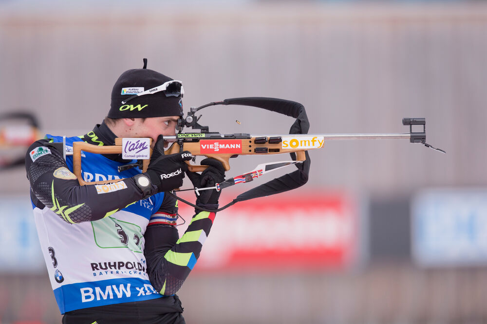15.01.2015, Ruhpolding, Germany (GER): Simon Desthieux (FRA)- IBU world cup biathlon, relay men, Ruhpolding (GER). www.nordicfocus.com. © Manzoni/NordicFocus. Every downloaded picture is fee-liable.