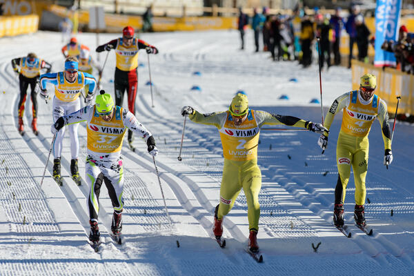 06.12.2015, Livigno, Italy (ITA): Eugeny Dementiev (RUS), John Kristian Dahl (NOR), Johan Kjoelstad (NOR) - Ski Classics La Sgambeda, Livigno (ITA). www.nordicfocus.com. © Rauschendorfer/NordicFocus. Every downloaded picture is fee-liable. NordicFocus