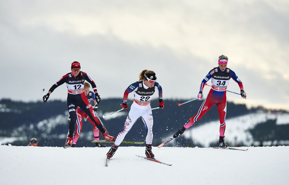 05.12.2015, Lillehammer, Norway (NOR):Justyna Kowalczyk (POL), Caitlin Gregg (USA), Kathrine Rolsted Harsem (NOR), (l-r)  - FIS world cup cross-country, skiathlon women, Lillehammer (NOR). www.nordicfocus.com. © Felgenhauer/NordicFocus. Every downloaded