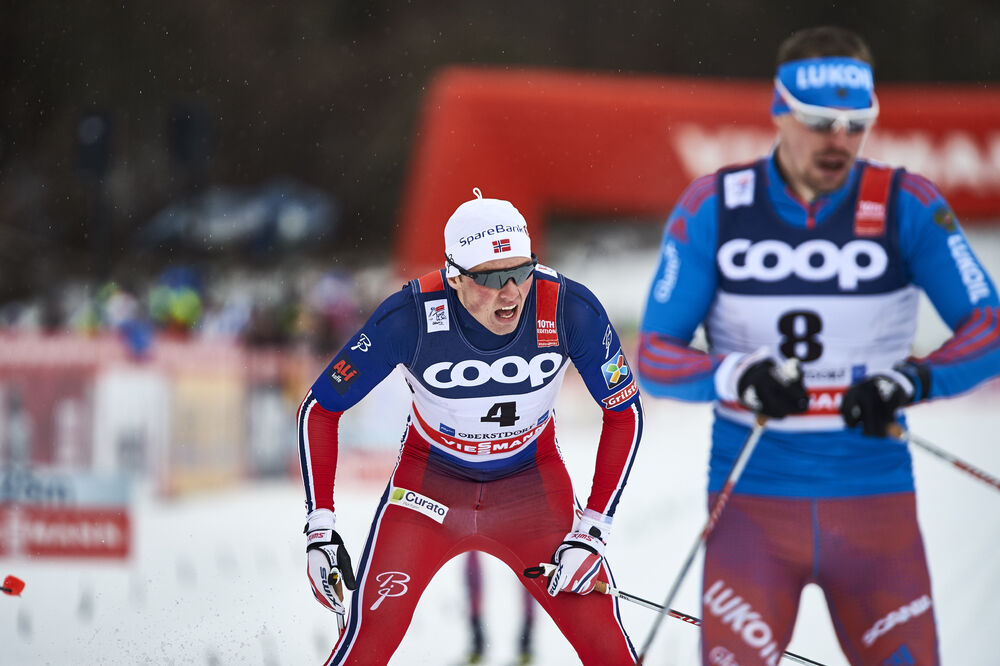 05.01.2016, Oberstdorf, Germany (GER):Emil Iversen (NOR), Sergey Ustiugov (RUS), (l-r)  - FIS world cup cross-country, tour de ski, individual sprint, Oberstdorf (GER). www.nordicfocus.com. © Felgenhauer/NordicFocus. Every downloaded picture is fee-liab