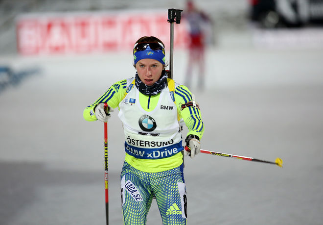 ANNA MAGNUSSON från Piteå Skidskytteklubb är en av dom svenska JVM-åkare som redan fått prova på att åka i världscupen. Här från Östersund. Foto/rights: MARCELA HAVLOVA/sweski.com