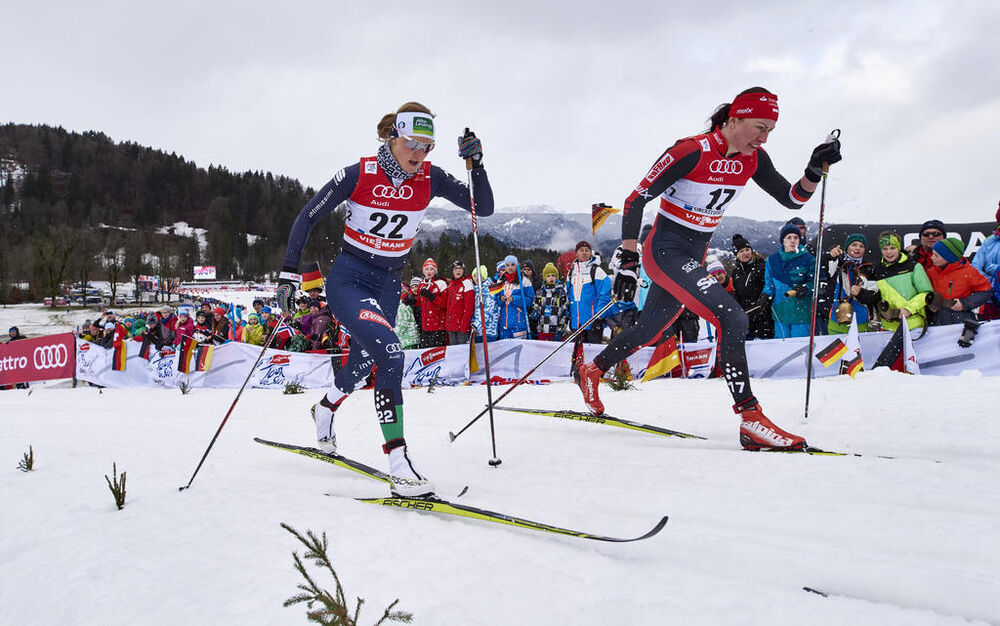 05.01.2016, Oberstdorf, Germany (GER):Lucia Scardoni (ITA), Justyna Kowalczyk (POL), (l-r)  - FIS world cup cross-country, tour de ski, individual sprint, Oberstdorf (GER). www.nordicfocus.com. © Felgenhauer/NordicFocus. Every downloaded picture is fee-