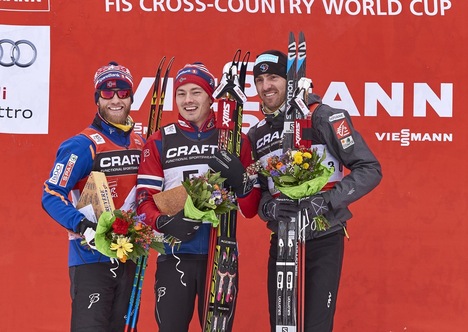 08.01.2016, Cortina-Toblach, Italy (ITA):Martin Johnsrud Sundby (NOR), Finn Haagen Krogh (NOR), Maurice Manificat (FRA), (l-r) - FIS world cup cross-country, tour de ski, 10km men, Cortina-Toblach (ITA). www.nordicfocus.com. © Felgenhauer/NordicFocus. NordicFocus 08.01.2016, Cortina-Toblach, Italy (ITA):Martin Johnsrud Sundby (NOR), Finn Haagen Krogh (NOR), Maurice Manificat (FRA), (l-r) - FIS world cup cross-country, tour de ski, 10km men, Cortina-Toblach (ITA). www.nordicfocus.com. © Felgenhauer/NordicFocus.