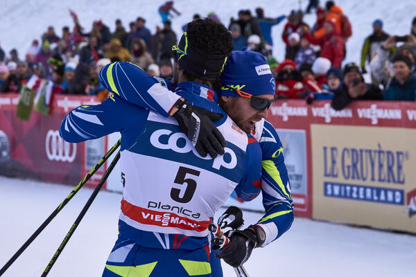 16.01.2016, Planica, Slovenia (SLO):Richard Jouve (FRA), Baptiste Gros (FRA), (l-r) - FIS world cup cross-country, individual sprint, Planica (SLO). www.nordicfocus.com. © Felgenhauer/NordicFocus. Every downloaded picture is fee-liable. NordicFocus