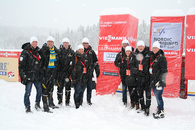 ULRICEHAMNS organisationskommitté för världscupen 2017 på besök vid världscupen i Lillehammer i december. Foto: WORLD CUP ULRICEHAMN