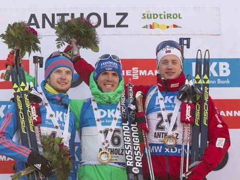 22.01.2016, Antholz, Italy (ITA):Maxim Tsvetkov (RUS), Simon Schempp (GER), Tarjei Boe (NOR), (l-r) - IBU world cup biathlon, sprint men, Antholz (ITA). www.nordicfocus.com. © Manzoni/NordicFocus. Every downloaded picture is fee-liable. NordicFocus 22.01.2016, Antholz, Italy (ITA):Maxim Tsvetkov (RUS), Simon Schempp (GER), Tarjei Boe (NOR), (l-r) - IBU world cup biathlon, sprint men, Antholz (ITA). www.nordicfocus.com. © Manzoni/NordicFocus. Every downloaded picture is fee-liable.