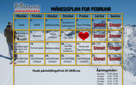 Månedsplan Midtgard februar 2016