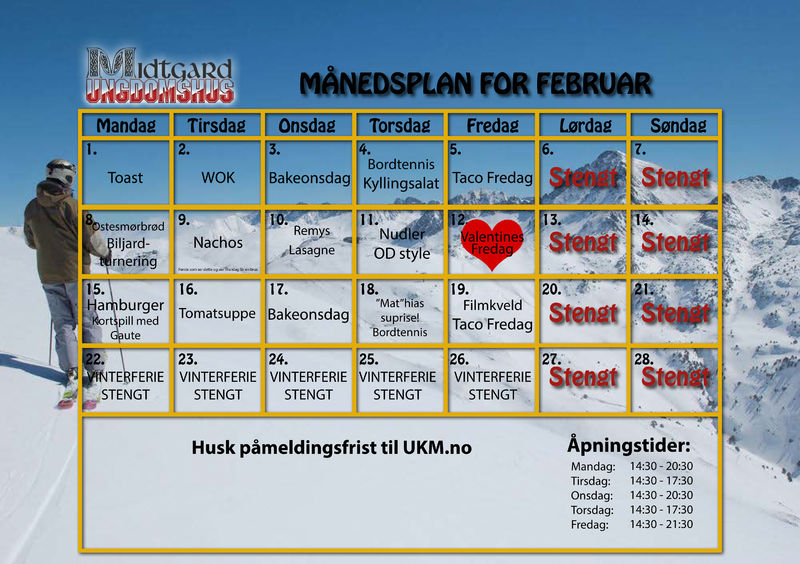 Månedsplan Midtgard februar 2016