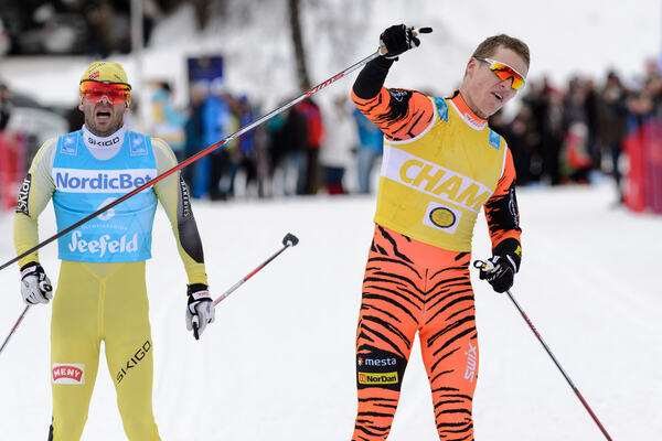 07.02.2016, Seefeld, Austria (AUT):Johan Kjoelstad (NOR), Petter Eliassen (NOR), (l-r) - Visma Ski Classics Kaiser Maximilian Lauf, Seefeld (AUT). www.nordicfocus.com. © Rauschendorfer/NordicFocus. Every downloaded picture is fee-liable. NordicFocus