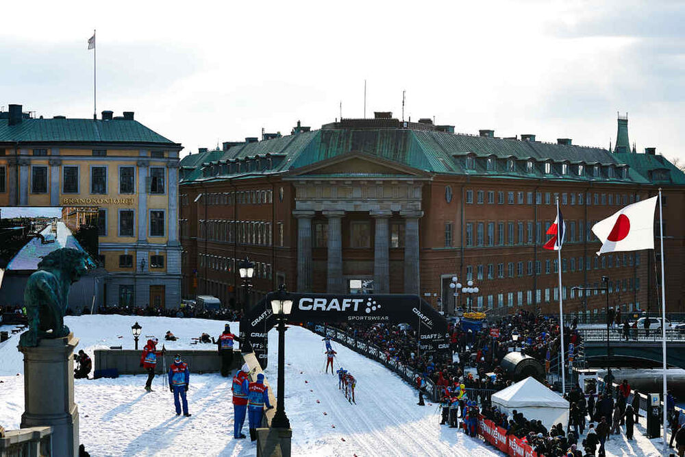 20.03.2013, Stockholm, Sweden (SWE): athletes passing Craft arch- FIS world cup cross-country, individual sprint, Stockholm (SWE). www.nordicfocus.com. © Felgenhauer/NordicFocus. Every downloaded picture is fee-liable.