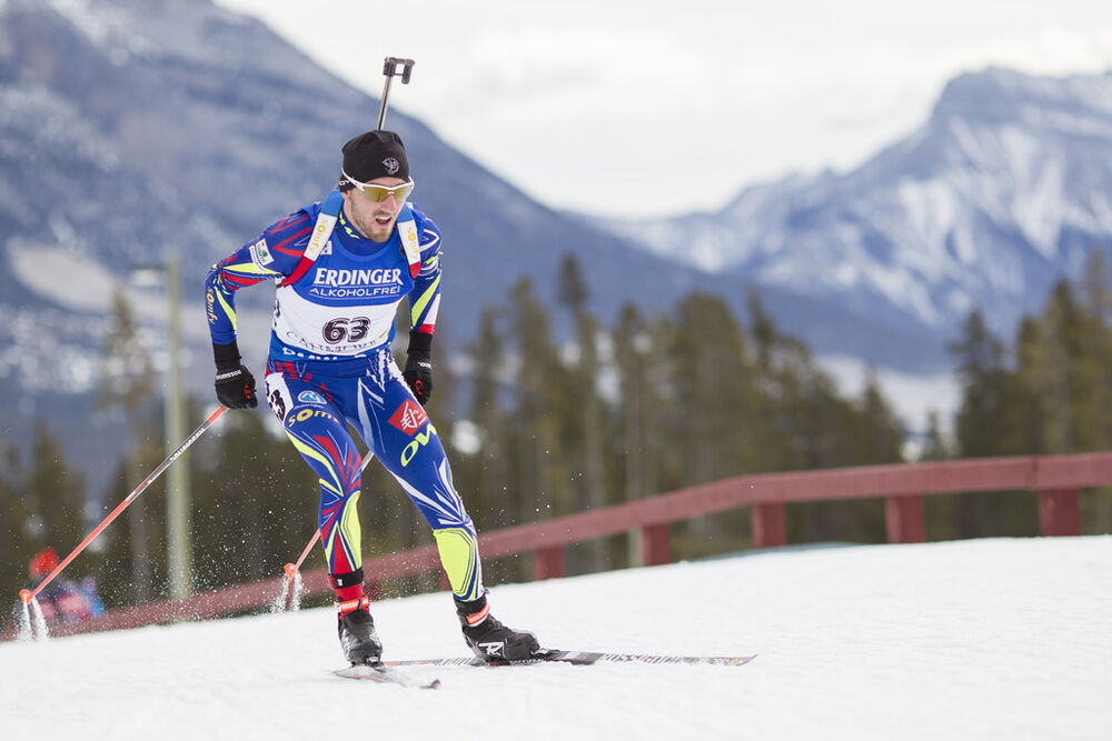 04.02.2016, Canmore, Canada (CAN):Jean Guillaume Beatrix (FRA) -  IBU world cup biathlon, sprint men, Canmore (CAN). www.nordicfocus.com. © Manzoni/NordicFocus. Every downloaded picture is fee-liable.
