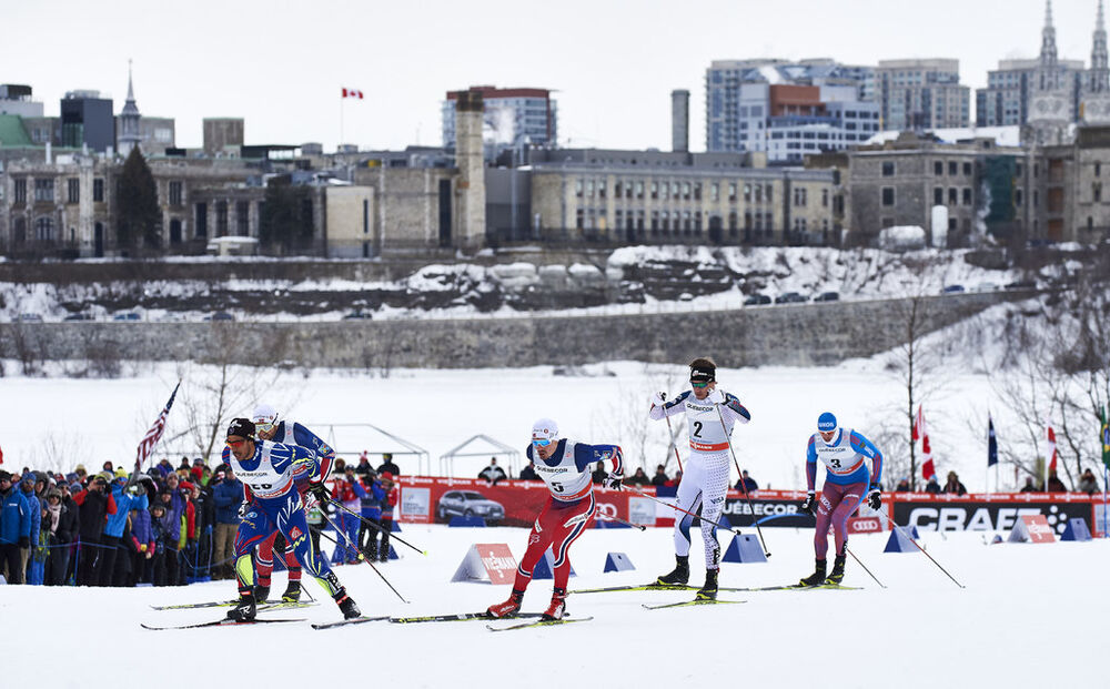 01.03.2016, Gatineau, Canada (CAN):Richard Jouve (FRA), Finn Haagen Krogh (NOR), Simeon Hamilton (USA), Sergey Ustiugov (RUS), (l-r)  - FIS world cup cross-country, individual sprint, Gatineau (CAN). www.nordicfocus.com. © Felgenhauer/NordicFocus. Every