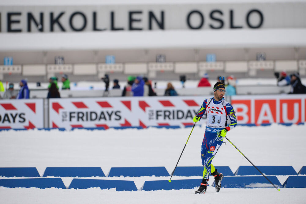 03.03.2016, Oslo, Norway (NOR):Martin Fourcade (FRA) - IBU world championships biathlon, relay mixed, Oslo (NOR). www.nordicfocus.com. © Tumashov/NordicFocus. Every downloaded picture is fee-liable.