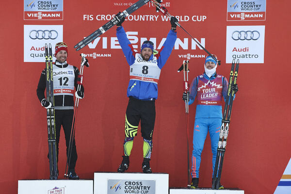 04.03.2016, Quebec, Canada (CAN):Alex Harvey (CAN), Baptiste Gros (FRA), Sergey Ustiugov (RUS), (l-r) - FIS world cup cross-country, individual sprint, Quebec (CAN). www.nordicfocus.com. © Felgenhauer/NordicFocus. Every downloaded picture is fee-liable. NordicFocus