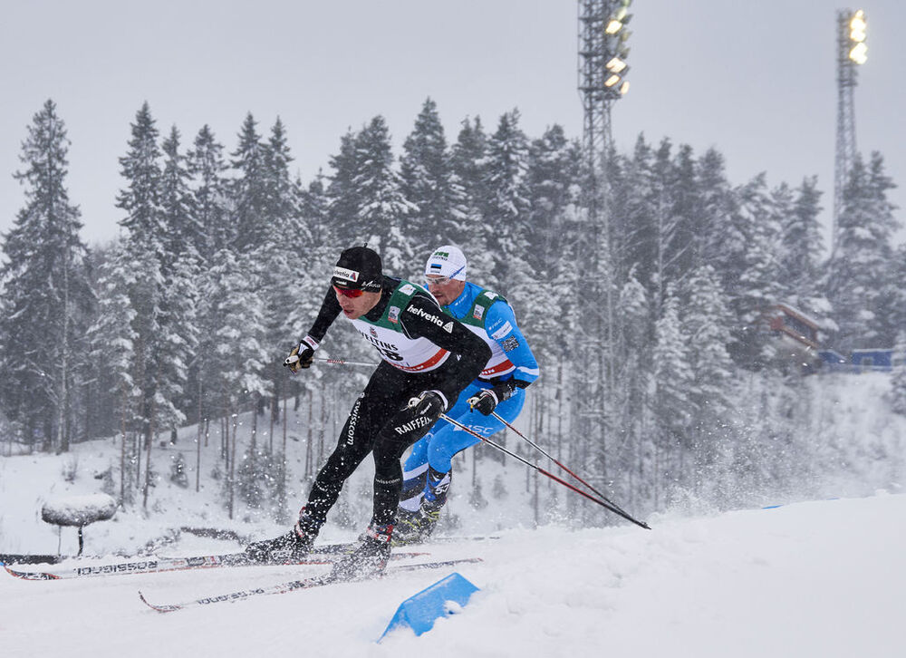 21.02.2016, Lahti, Finland (FIN):Toni Livers (SUI), Raido Rankel (EST), (l-r)  - FIS world cup cross-country, skiathlon men, Lahti (FIN). www.nordicfocus.com. © Felgenhauer/NordicFocus. Every downloaded picture is fee-liable.