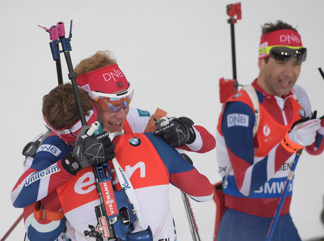 13.03.2016, Oslo, Norway (NOR):Ole Einar Bjoerndalen (NOR), Johannes Thingnes Boe (NOR) - IBU world championships biathlon, mass men, Oslo (NOR). www.nordicfocus.com. © Tumashov/NordicFocus. Every downloaded picture is fee-liable. Tumashov/NordicFocus 13.03.2016, Oslo, Norway (NOR):Ole Einar Bjoerndalen (NOR), Johannes Thingnes Boe (NOR) - IBU world championships biathlon, mass men, Oslo (NOR). www.nordicfocus.com. © Tumashov/NordicFocus. Every downloaded picture is fee-liable.