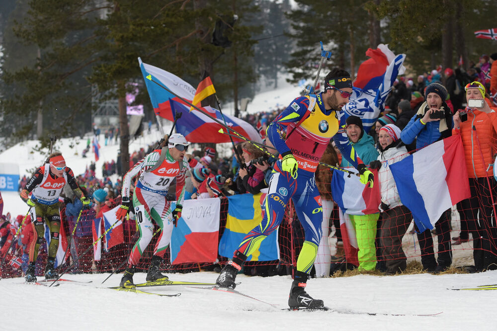 13.03.2016, Oslo, Norway (NOR):Martin Fourcade (FRA) - IBU world championships biathlon, mass men, Oslo (NOR). www.nordicfocus.com. © Tumashov/NordicFocus. Every downloaded picture is fee-liable.
