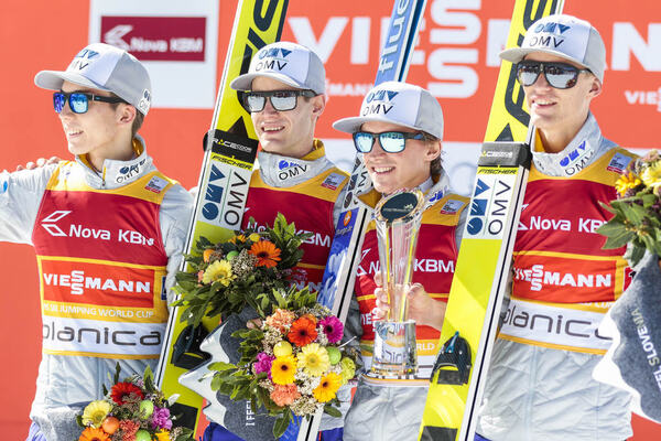 19.03.2016, Planica, Slovenia (SLO):Johann Andre Forfang (NOR), Kenneth Gangnes (NOR), Anders Fannemel (NOR), Daniel Andre Tande (NOR), (l-r) - FIS world cup ski flying, team HS225, Planica (SLO). www.nordicfocus.com. © Modica/NordicFocus. Every downloa NordicFocus