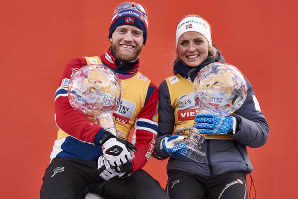 12.03.2016, Canmore, Canada (CAN):Martin Johnsrud Sundby (NOR), Therese Johaug (NOR) (l-r) - FIS world cup cross-country, cups, Canmore (CAN). www.nordicfocus.com. © Felgenhauer/NordicFocus. Every downloaded picture is fee-liable. NordicFocus